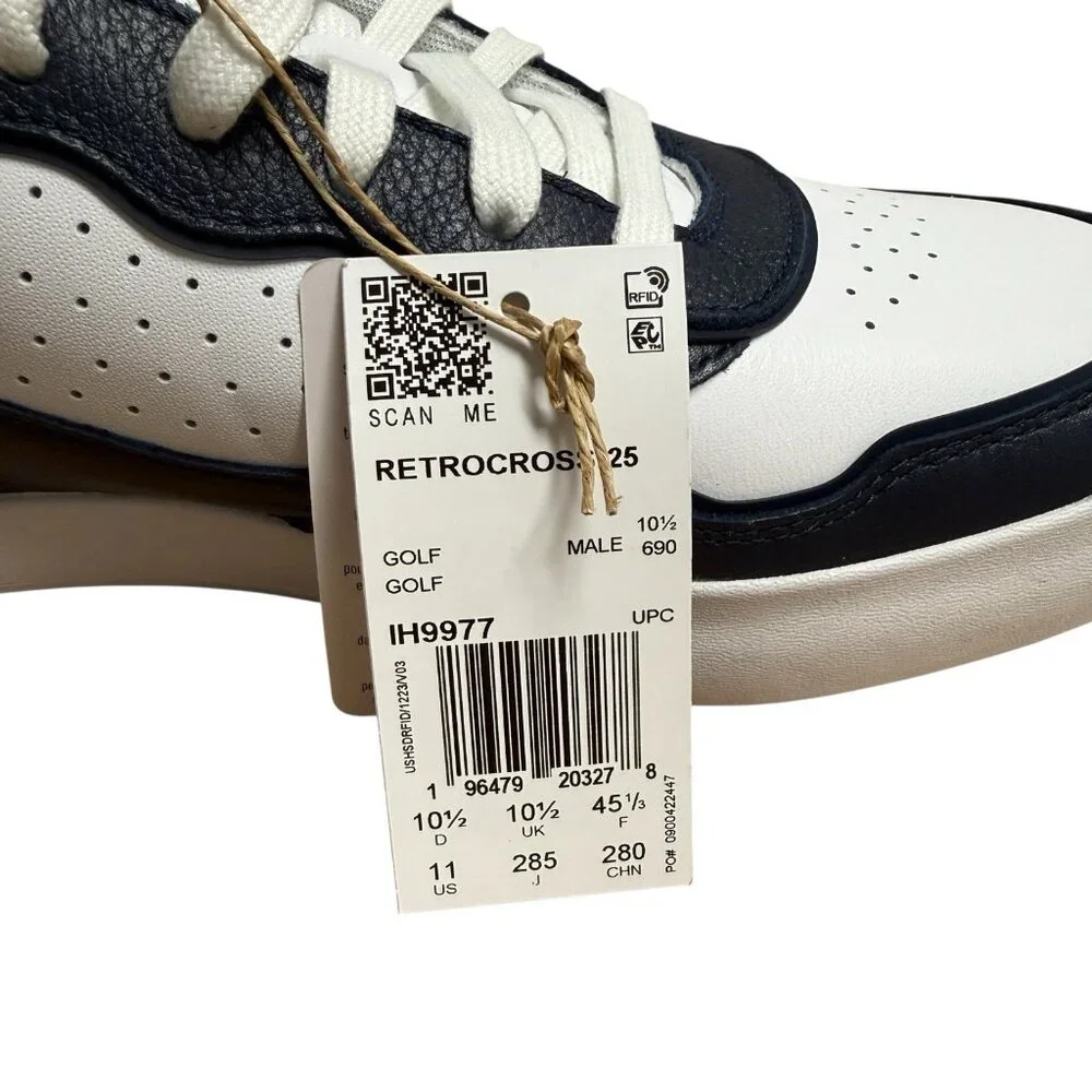 ADIDAS RETROCROSS 25 IH9977 SPIKELESS GOLF SHOES MENS 11 WHITE COLLEGIATE NAVY